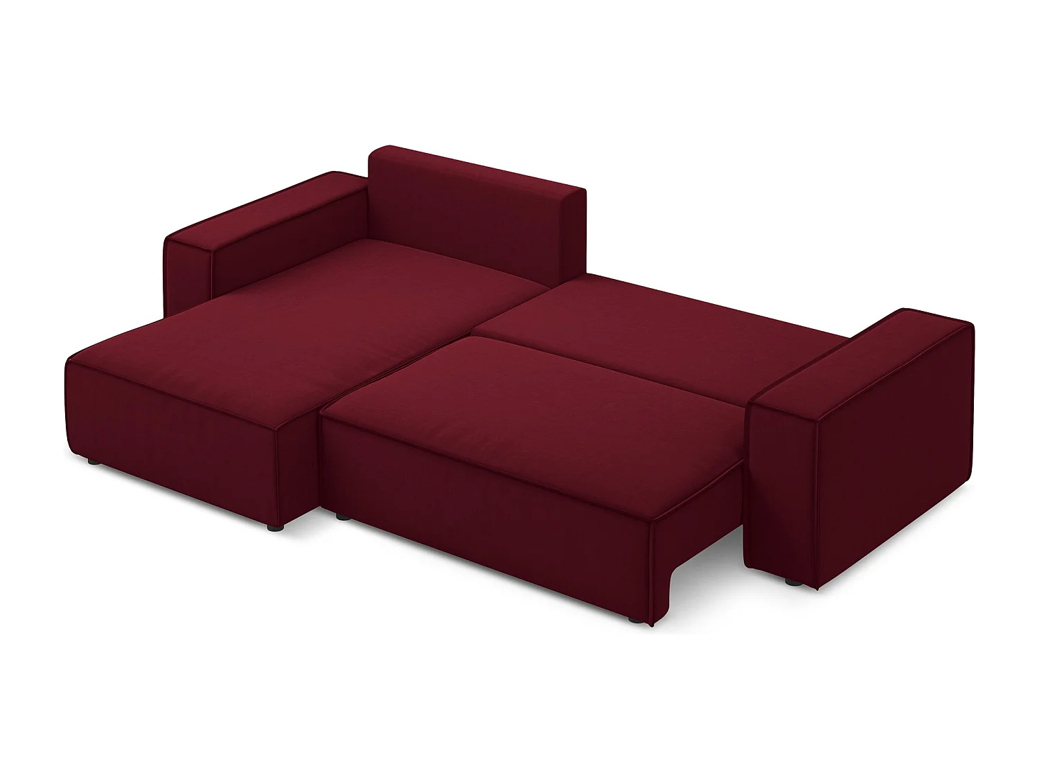 Hoekslaapbank links van bourgondië velours - KIMO