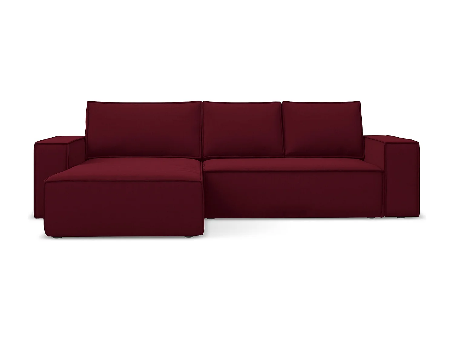 3-Sitzer Ecksofa mit Schlaffunktion - Ecke Links - Samt - Burgund - KIMO