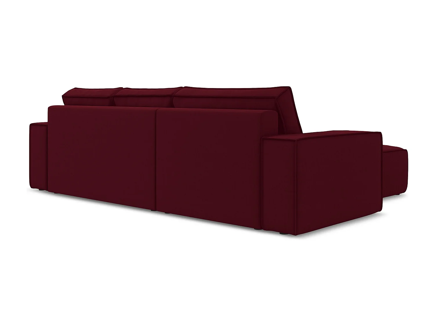 3-Sitzer Ecksofa mit Schlaffunktion - Ecke Links - Samt - Burgund - KIMO