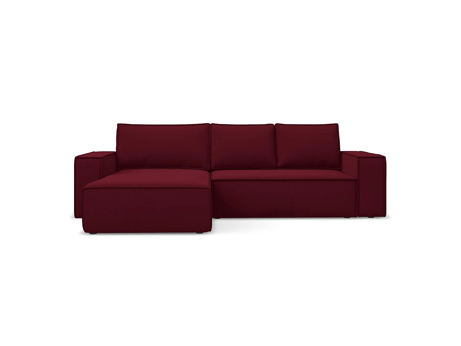 3-Sitzer Ecksofa mit Schlaffunktion - Ecke Links - Samt - Burgund - LIVORNO