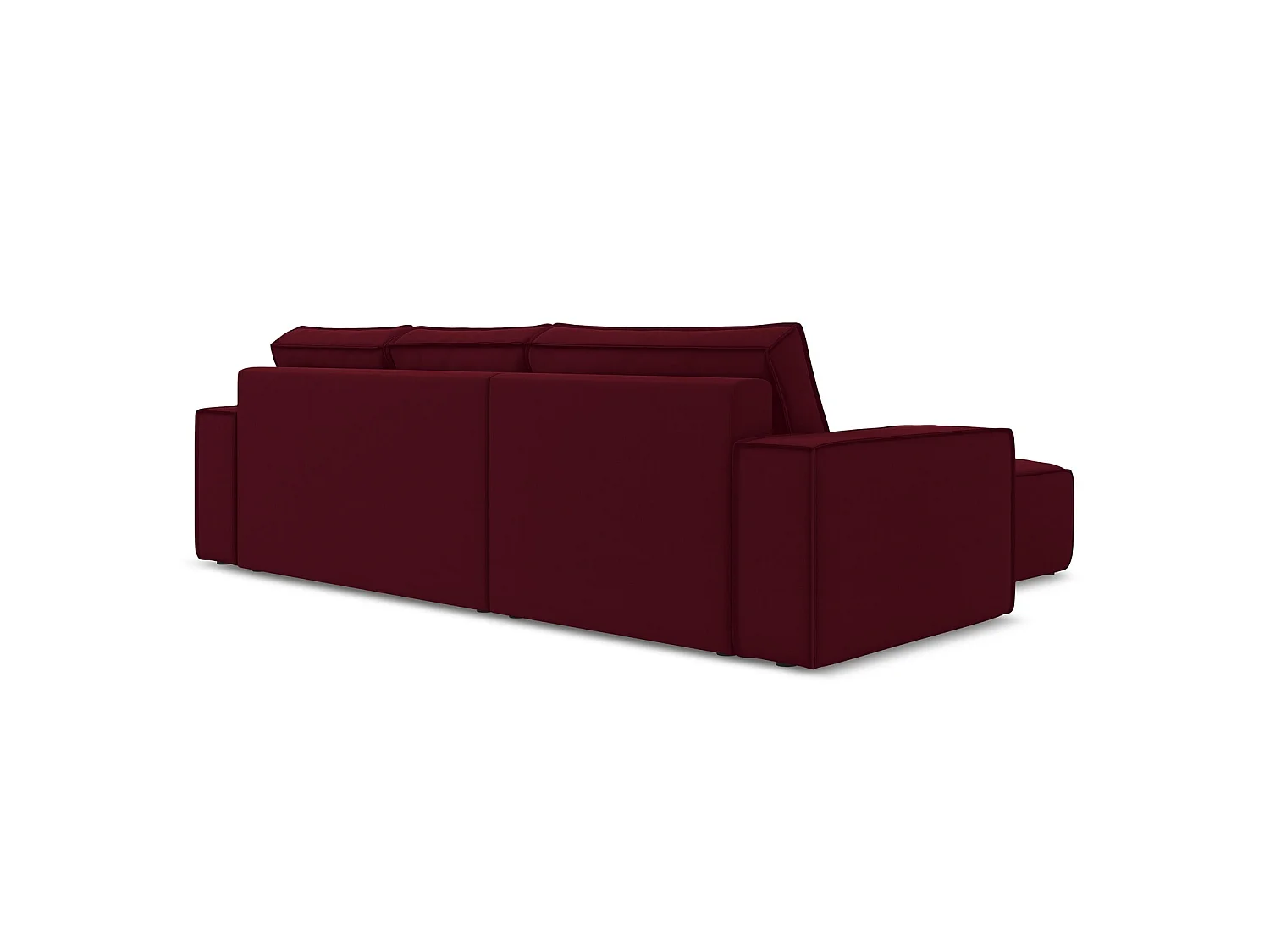 3-Sitzer Ecksofa mit Schlaffunktion - Ecke Links - Samt - Burgund - LIVORNO