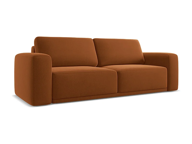 Canapé 3 places convertible en velours - terre cuite - KAILA