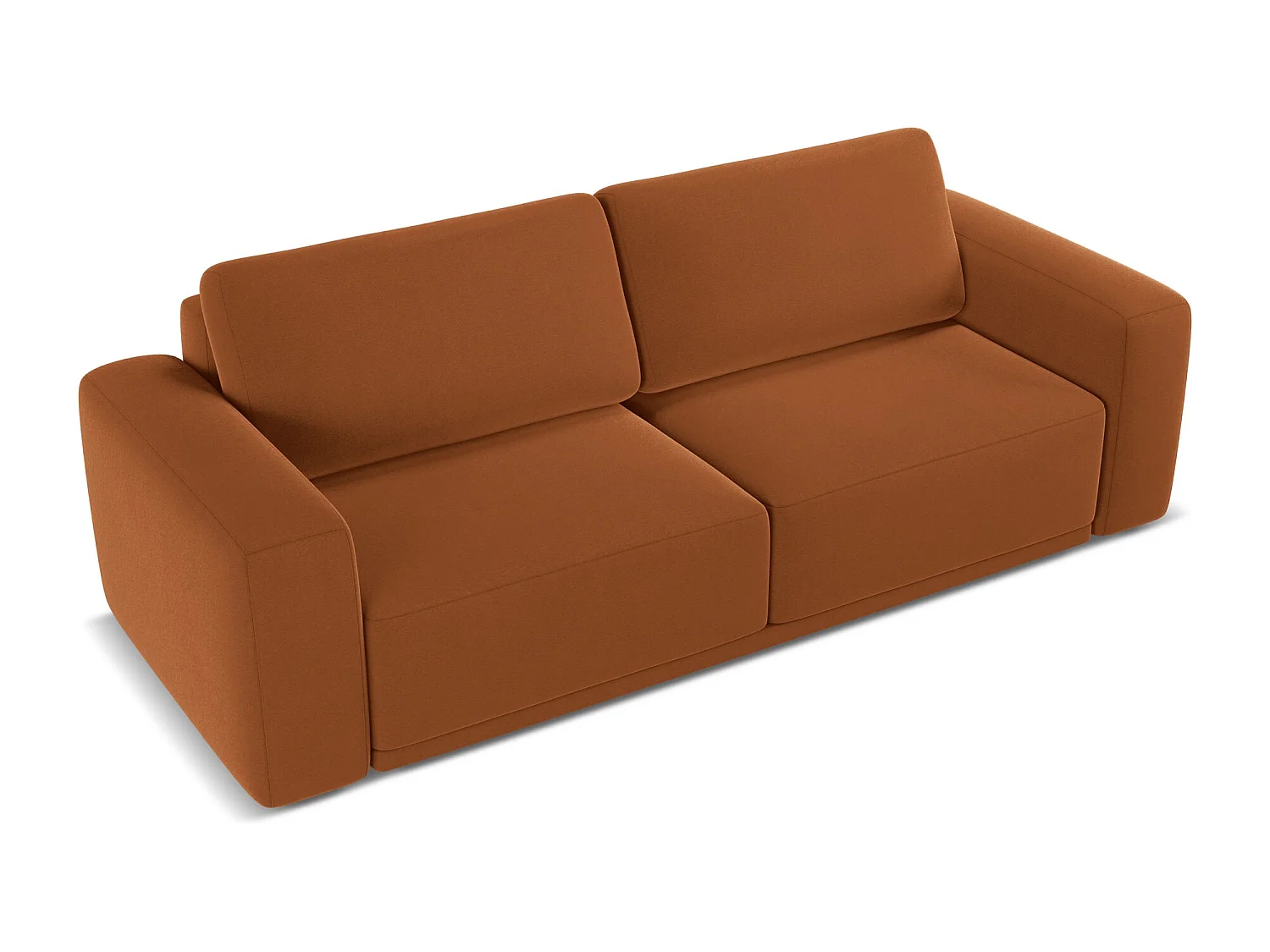 Canapé 3 places convertible en velours - terre cuite - KAILA