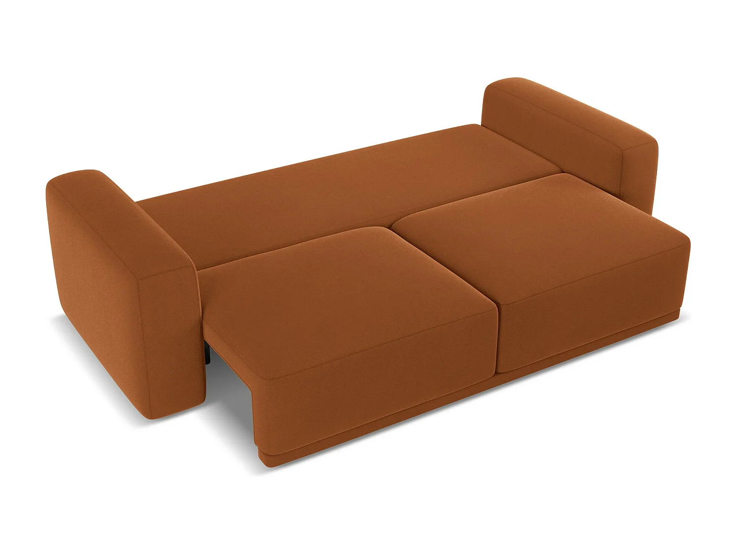 Canapé 3 places convertible en velours - terre cuite - KAILA