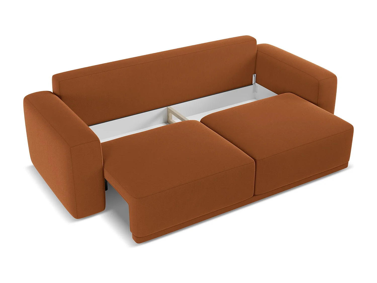Canapé 3 places convertible en velours - terre cuite - KAILA