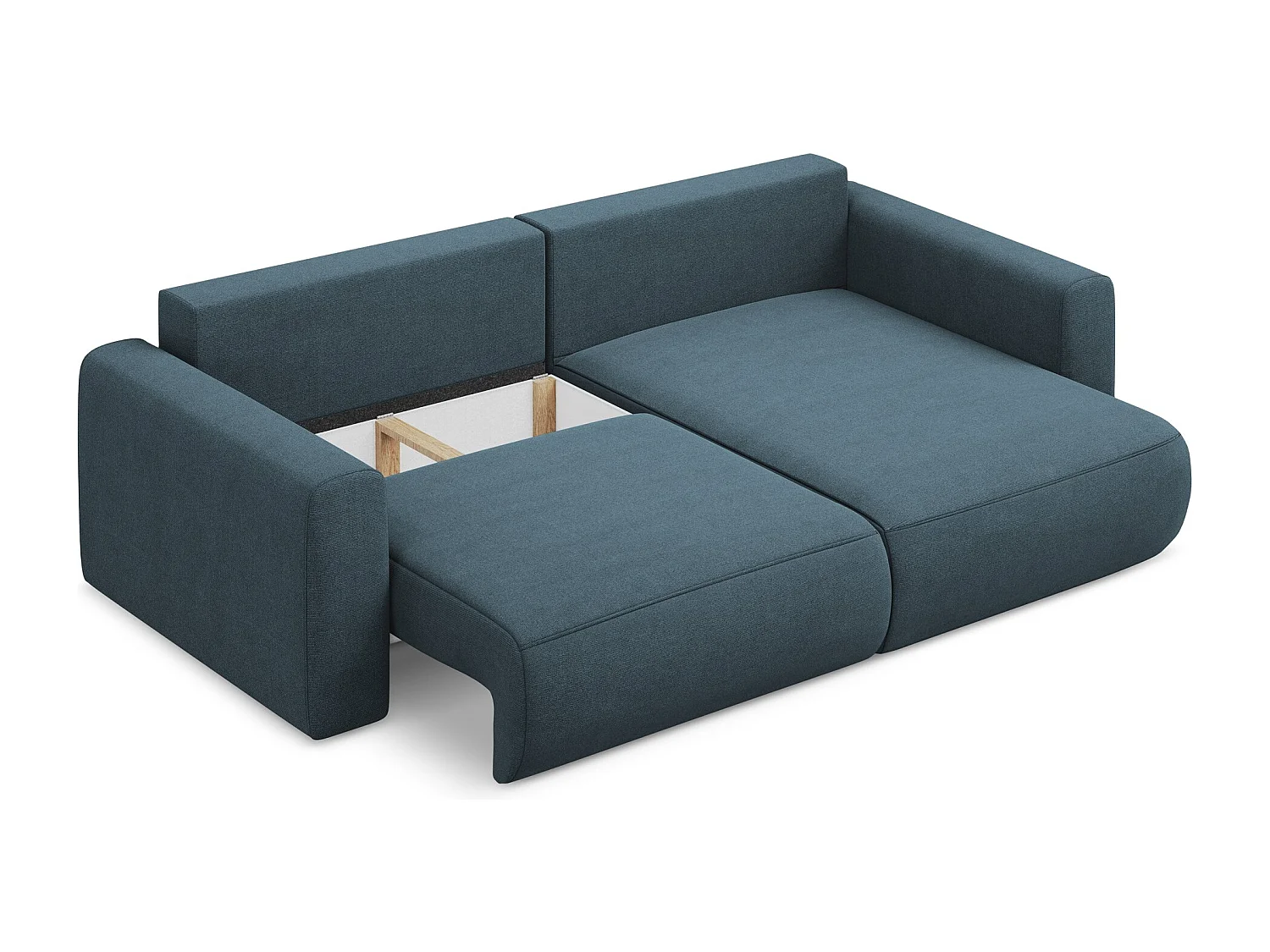 2-Sitzer Ecksofa mit Schlaffunktion - Ecke Rechts - Strukturstoff - Jeans - KAPUA
