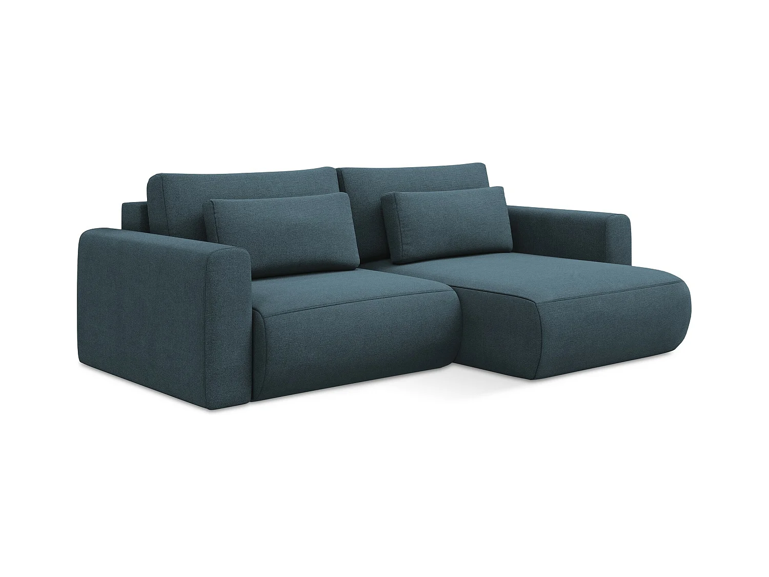 Canapé d’angle 2,5 places droit convertible en tissu texturé - jeans bleu - KAPUA