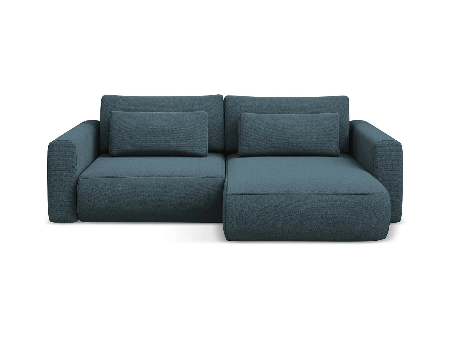 Canapé d’angle 2,5 places droit convertible en tissu texturé - jeans bleu - KAPUA