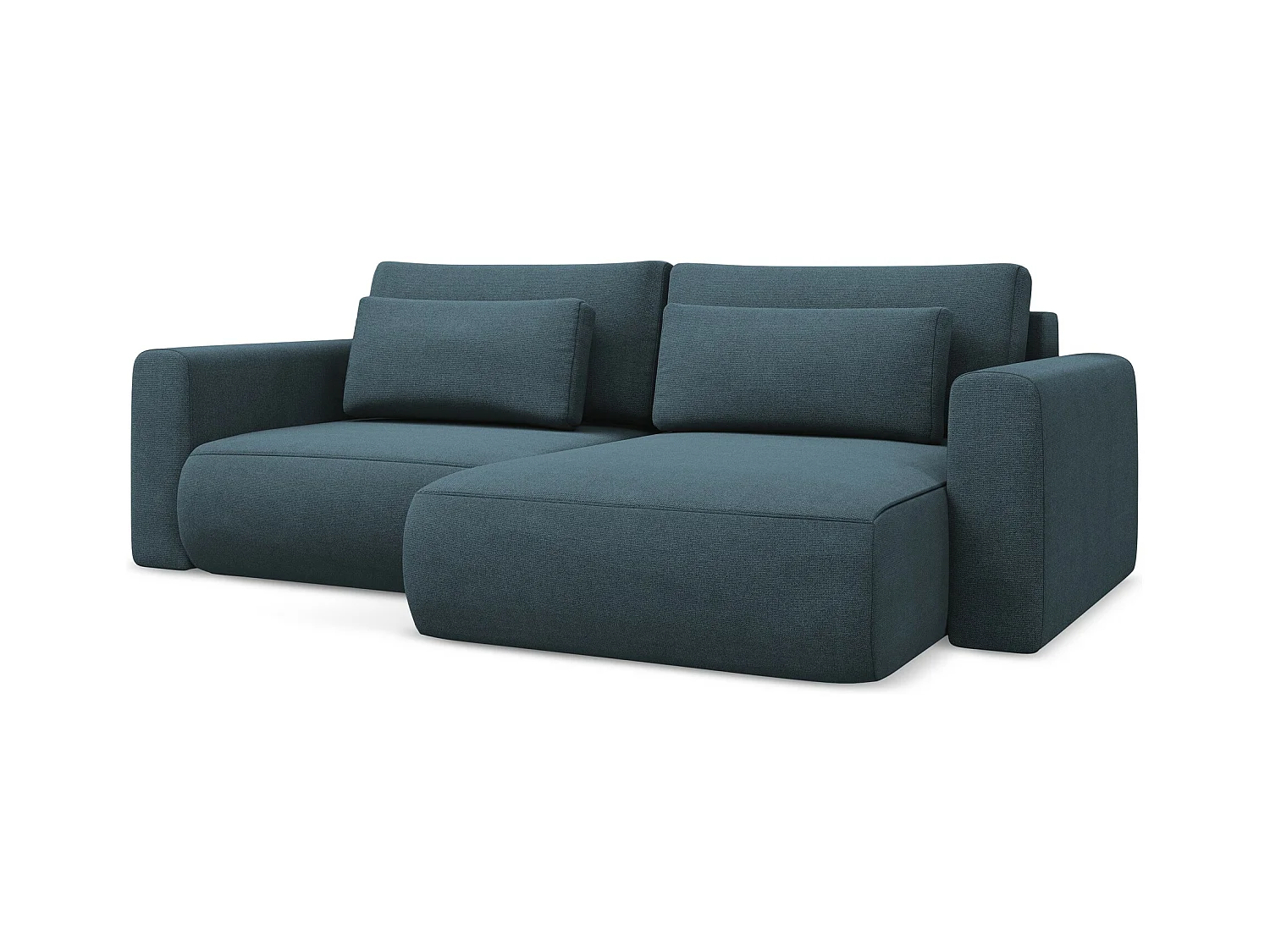 Canapé d’angle 2,5 places droit convertible en tissu texturé - jeans bleu - KAPUA