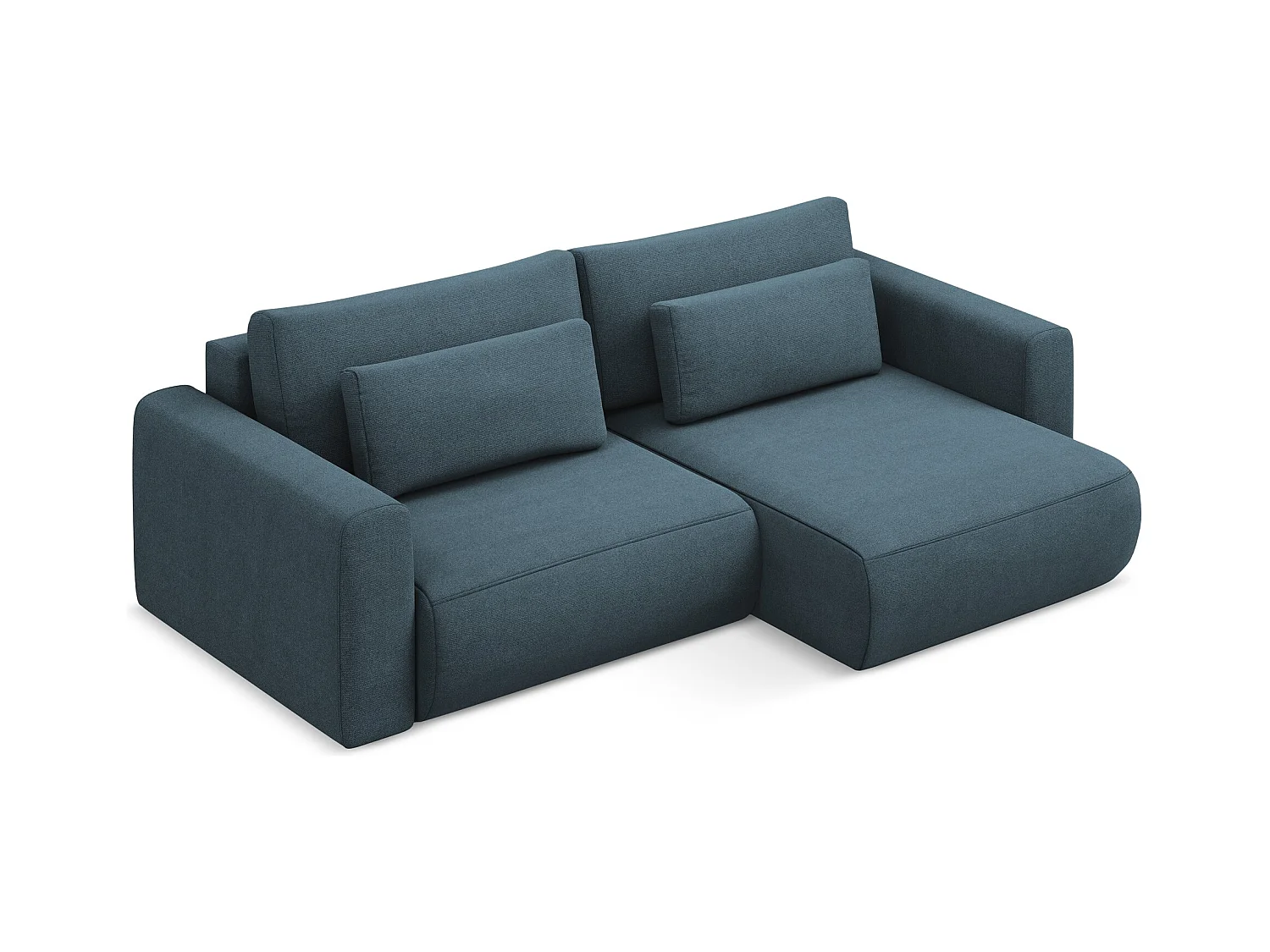 Canapé d’angle 2,5 places droit convertible en tissu texturé - jeans bleu - KAPUA