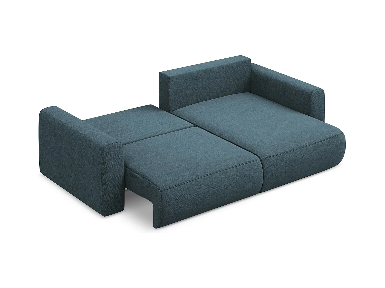 Canapé d’angle 2,5 places droit convertible en tissu texturé - jeans bleu - KAPUA