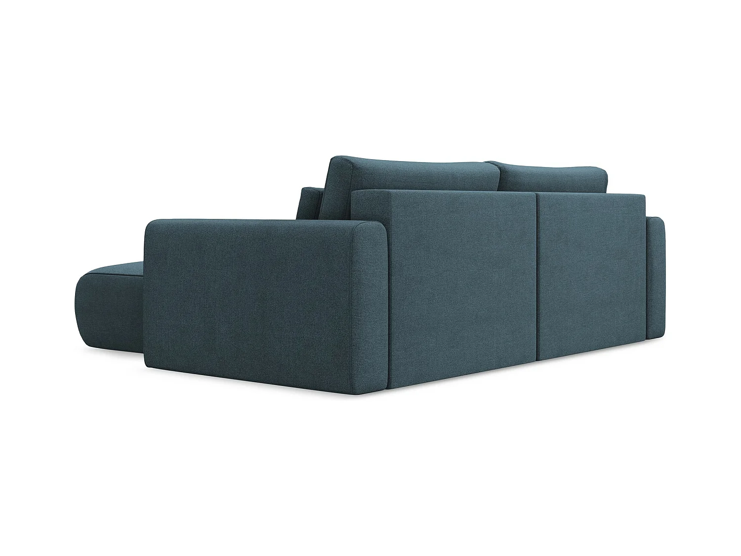 Canapé d’angle 2,5 places droit convertible en tissu texturé - jeans bleu - KAPUA