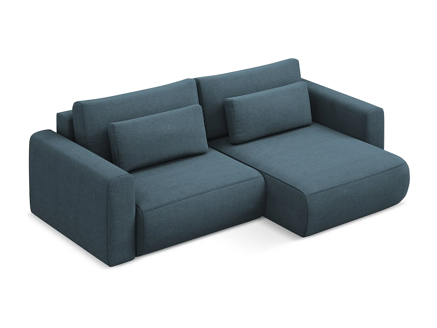 2-Sitzer Ecksofa mit Schlaffunktion - Ecke Rechts - Strukturstoff - Jeans - KAPUA