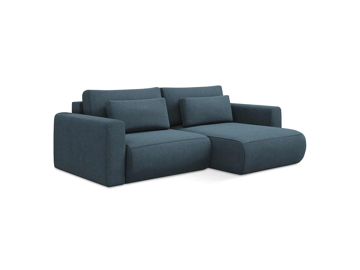 2-Sitzer Ecksofa mit Schlaffunktion - Ecke Rechts - Strukturstoff - Jeans - PERUGIA