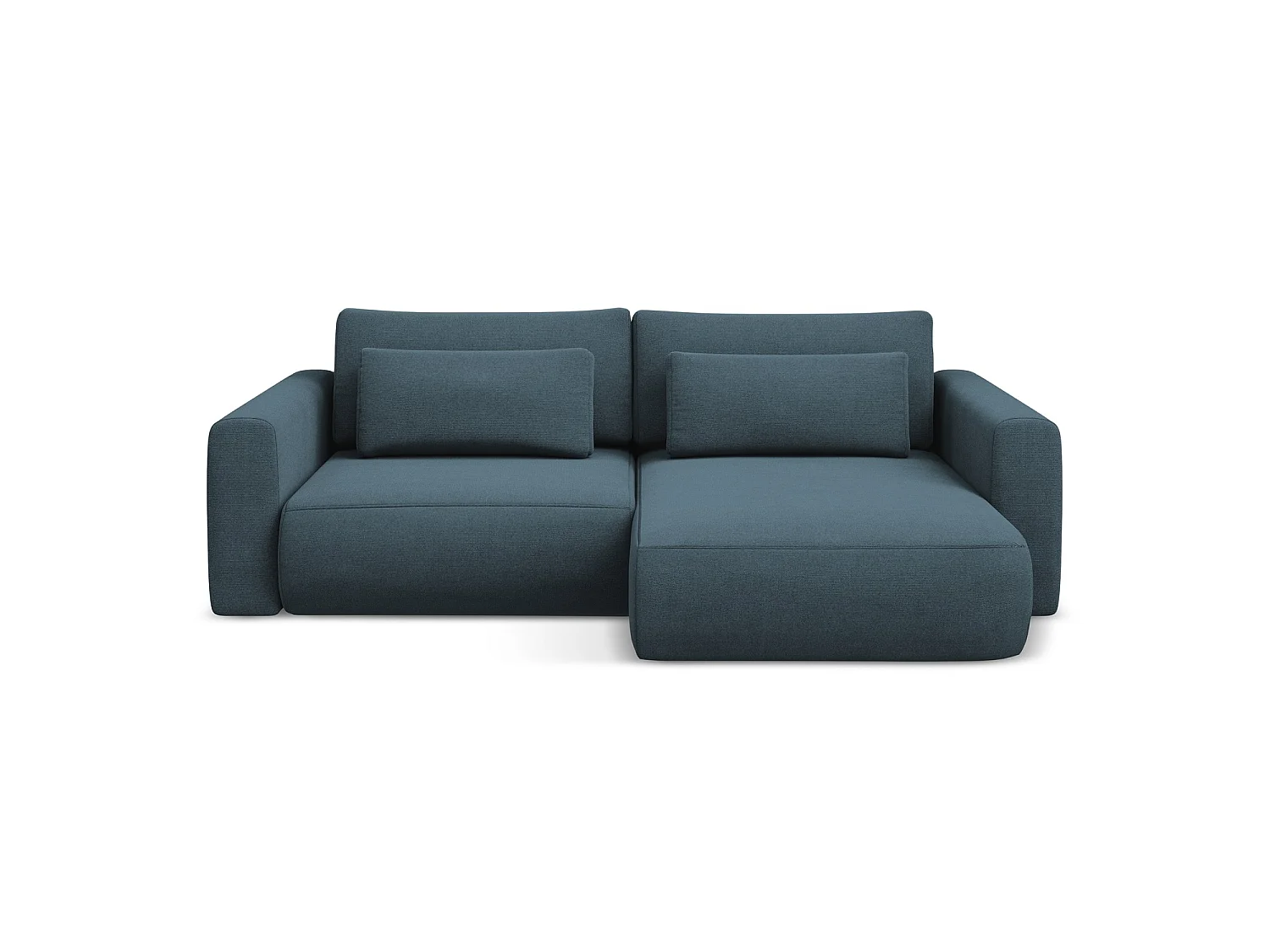 2-Sitzer Ecksofa mit Schlaffunktion - Ecke Rechts - Strukturstoff - Jeans - PERUGIA