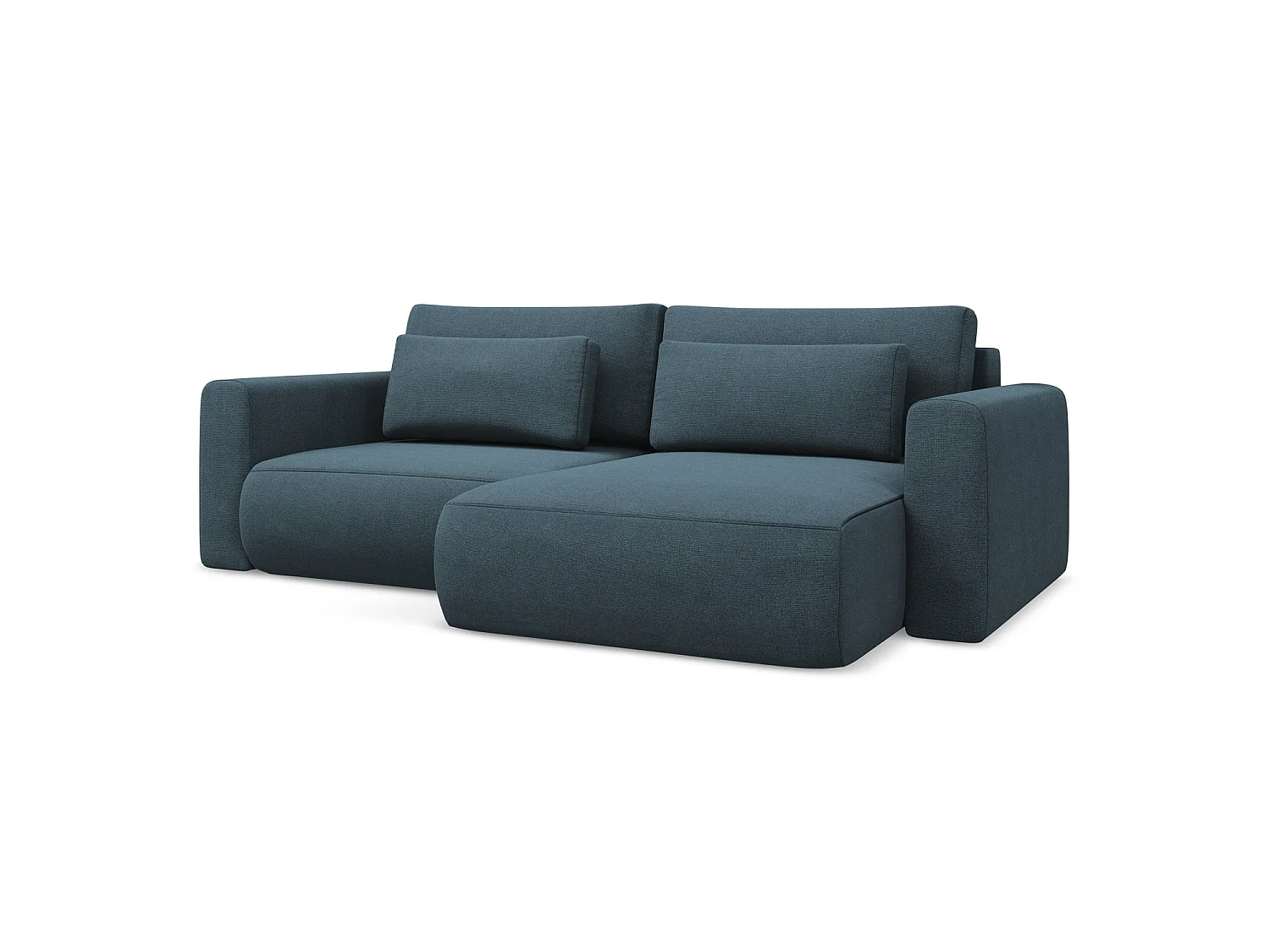 2-Sitzer Ecksofa mit Schlaffunktion - Ecke Rechts - Strukturstoff - Jeans - PERUGIA