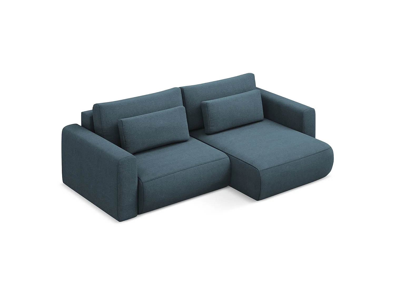 2-Sitzer Ecksofa mit Schlaffunktion - Ecke Rechts - Strukturstoff - Jeans - PERUGIA