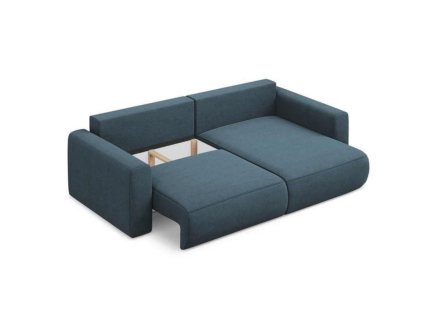 2-Sitzer Ecksofa mit Schlaffunktion - Ecke Rechts - Strukturstoff - Jeans - PERUGIA