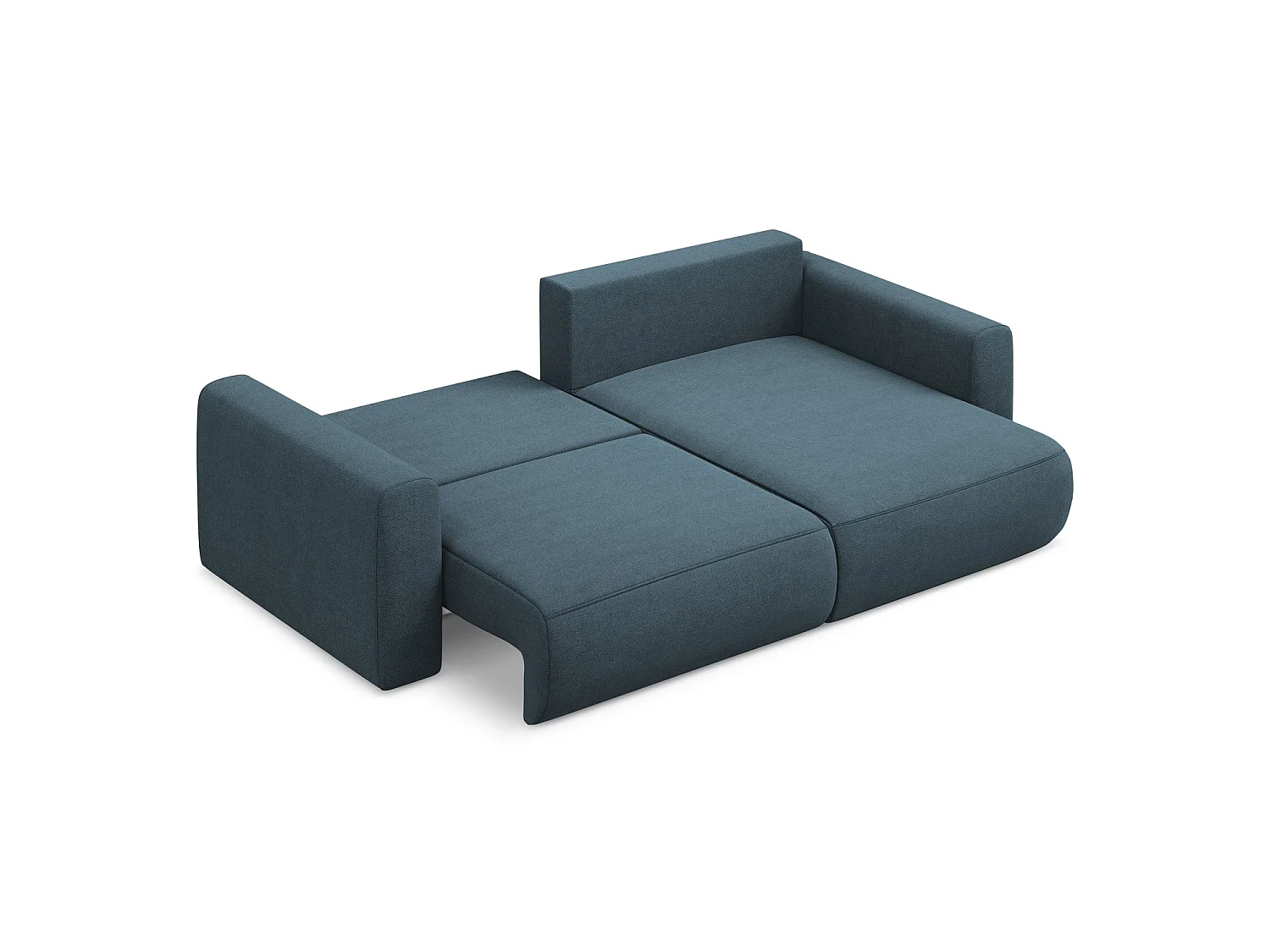 2-Sitzer Ecksofa mit Schlaffunktion - Ecke Rechts - Strukturstoff - Jeans - PERUGIA