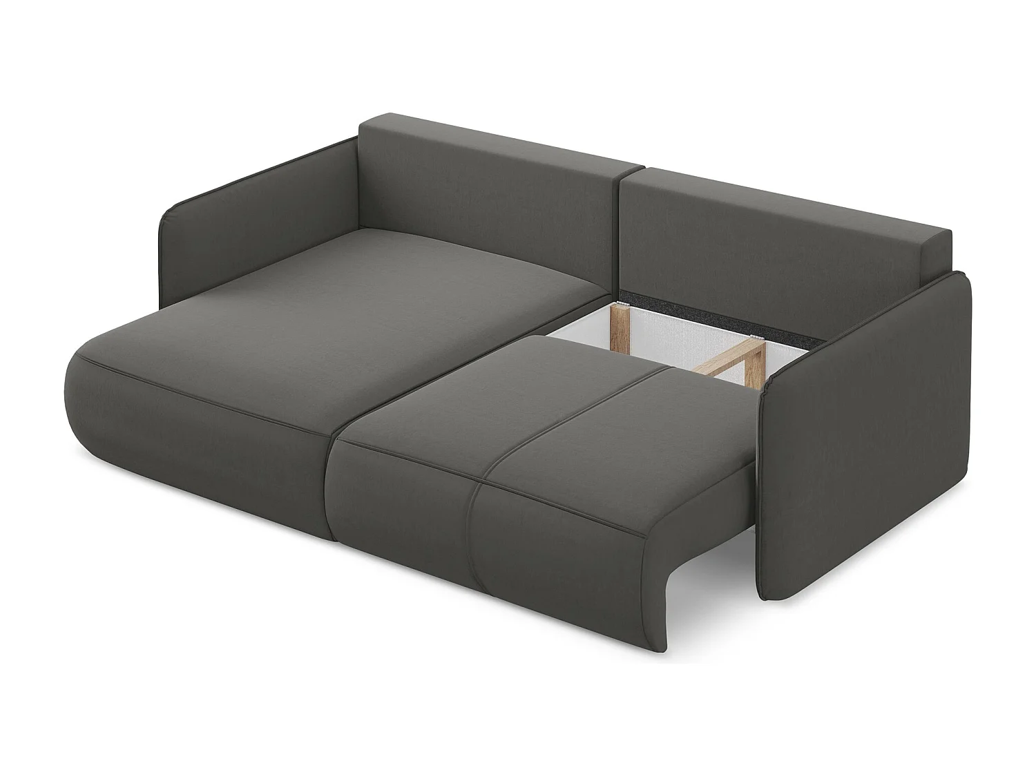 Canapé d’angle 2,5 places gauche convertible en velours - acier - NANEA