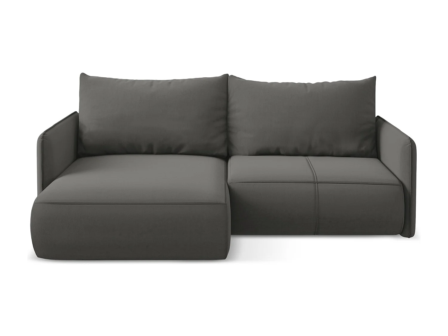 2,5-Sitzer Ecksofa mit Schlaffunktion - Ecke Links - Samt - Stahl - NANEA