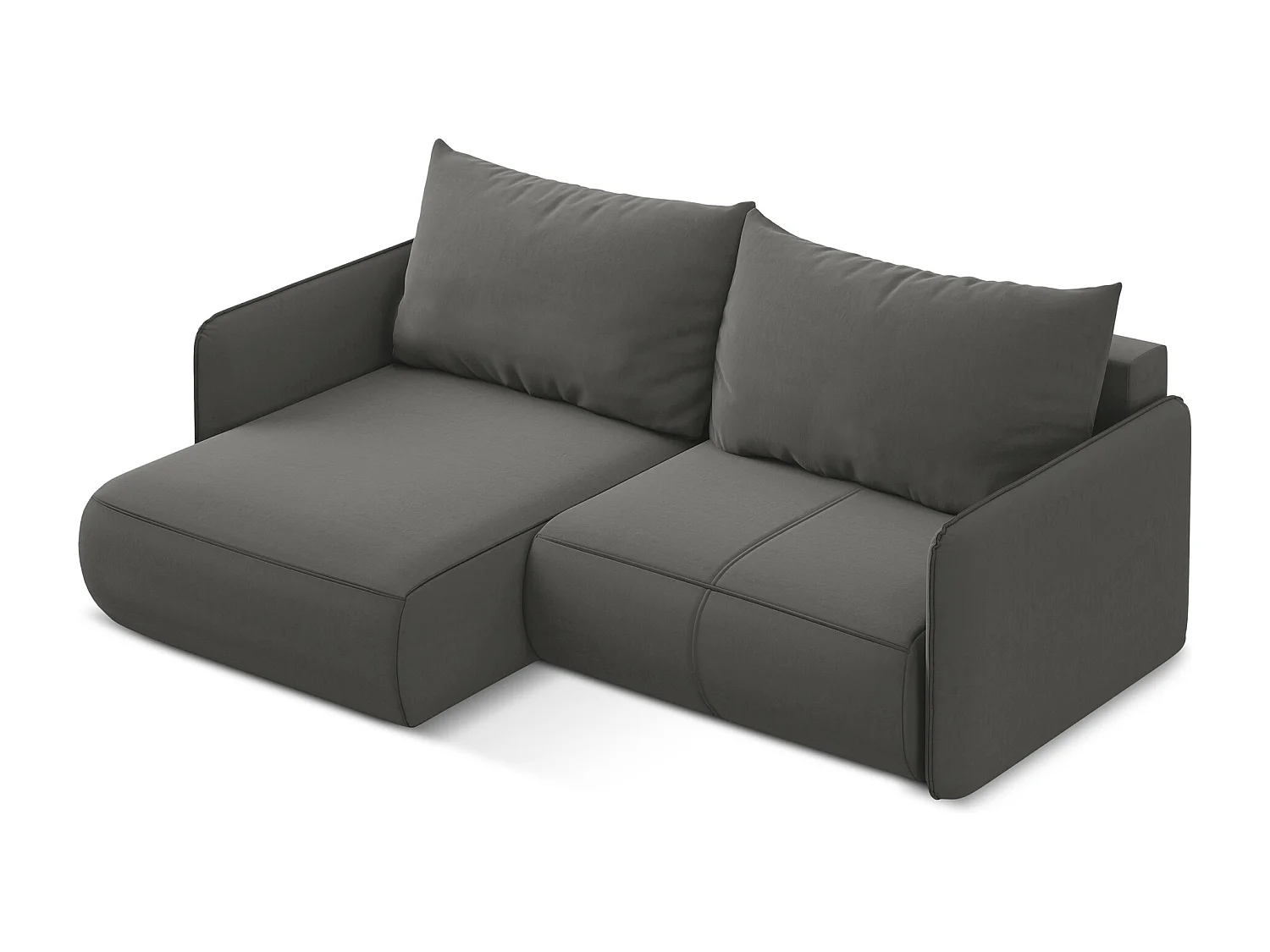 2,5-Sitzer Ecksofa mit Schlaffunktion - Ecke Links - Samt - Stahl - NANEA