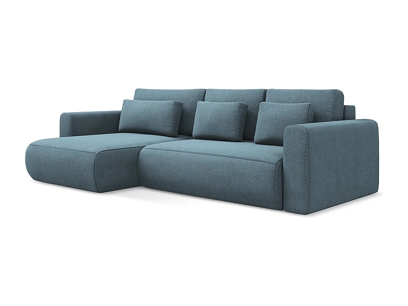 3-Sitzer Ecksofa mit Schlaffunktion - Ecke Links - Strukturstoff - Hellblau - KAPUA