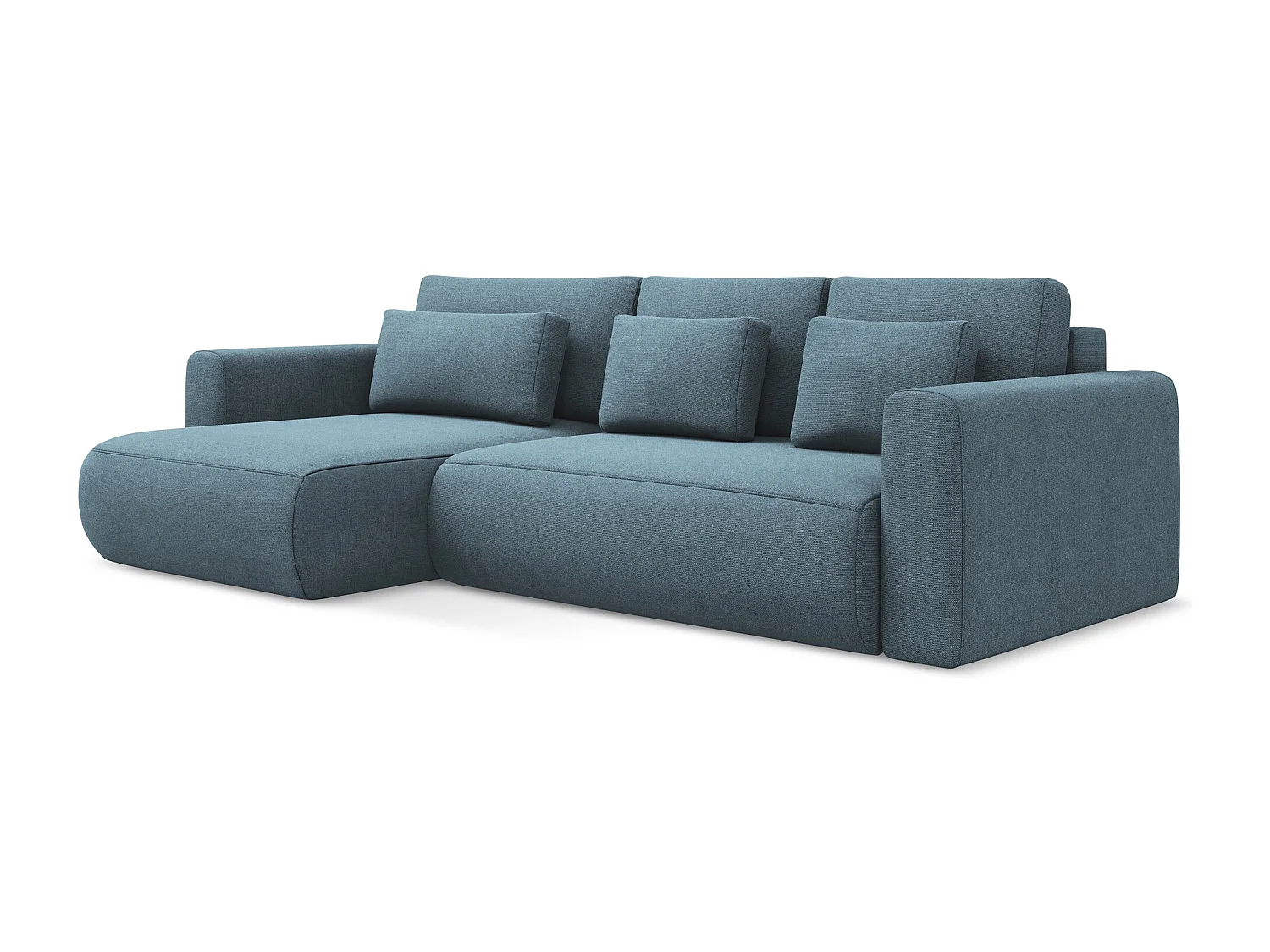 3-Sitzer Ecksofa mit Schlaffunktion - Ecke Links - Strukturstoff - Hellblau - KAPUA