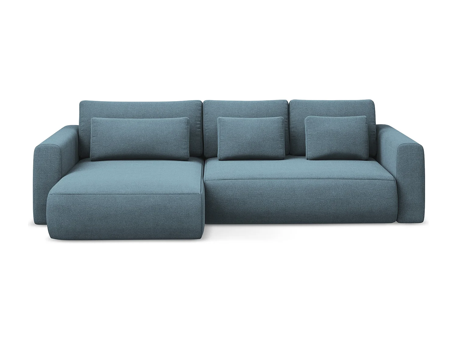 3-Sitzer Ecksofa mit Schlaffunktion - Ecke Links - Strukturstoff - Hellblau - KAPUA