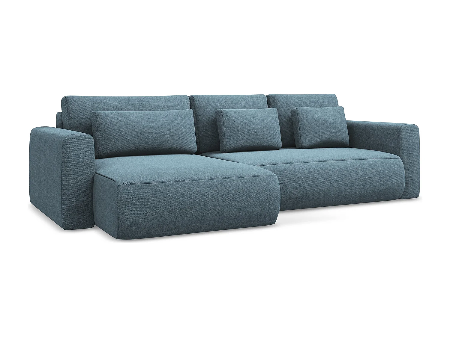 3-Sitzer Ecksofa mit Schlaffunktion - Ecke Links - Strukturstoff - Hellblau - KAPUA