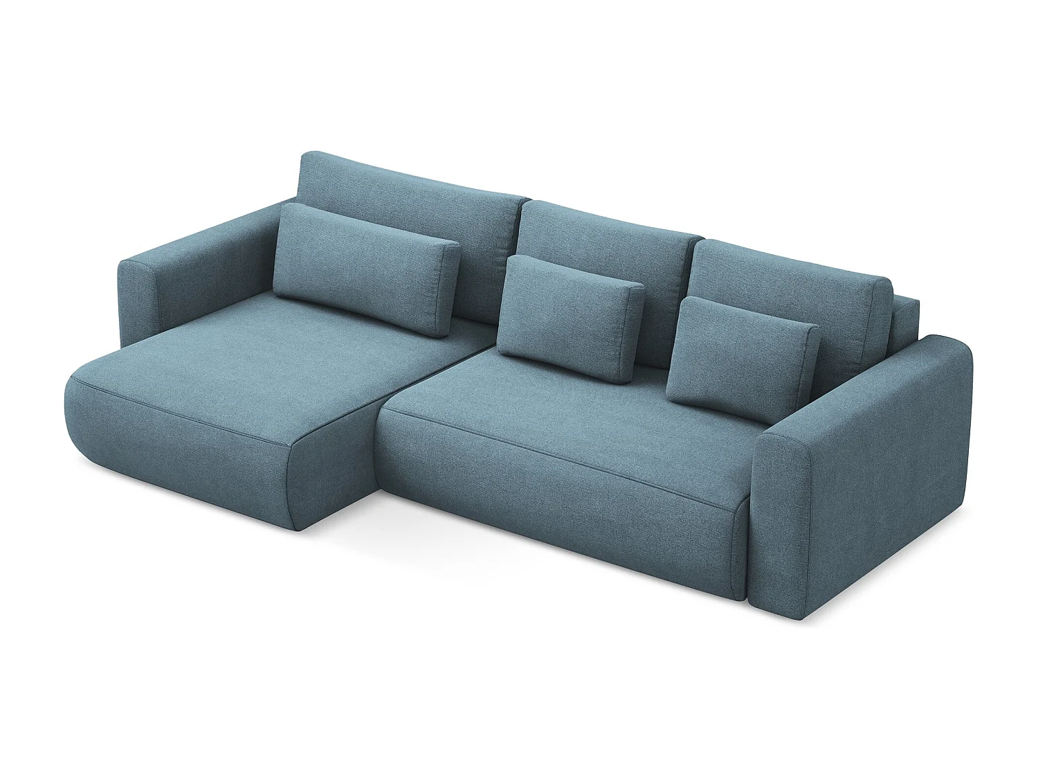 3-Sitzer Ecksofa mit Schlaffunktion - Ecke Links - Strukturstoff - Hellblau - KAPUA