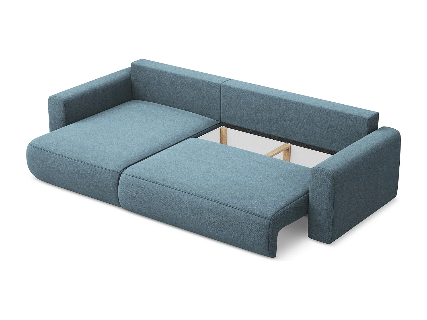 3-Sitzer Ecksofa mit Schlaffunktion - Ecke Links - Strukturstoff - Hellblau - KAPUA