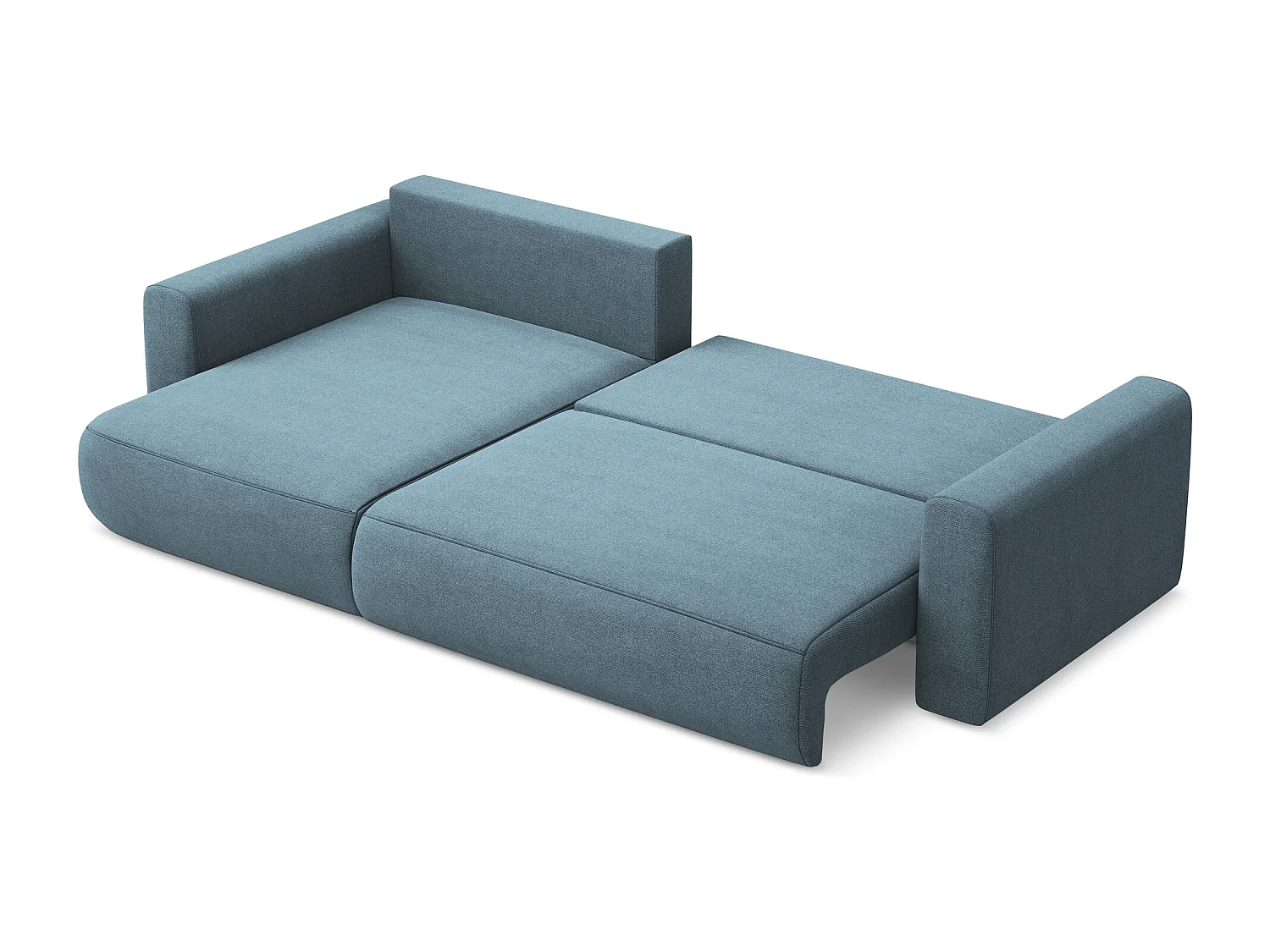 3-Sitzer Ecksofa mit Schlaffunktion - Ecke Links - Strukturstoff - Hellblau - KAPUA