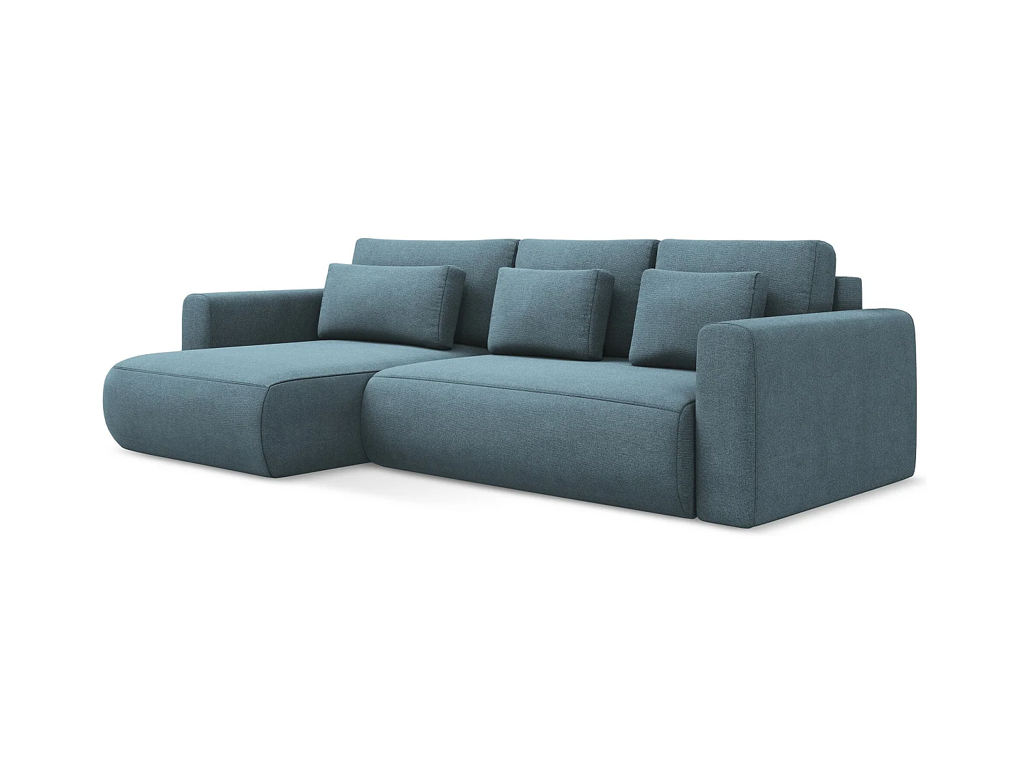 Canapé d’angle 3 places gauche convertible en tissu texturé - bleu clair - KAPUA