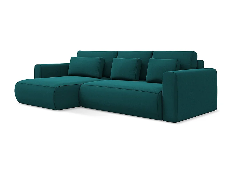 3-Sitzer Ecksofa mit Schlaffunktion - Ecke Links - Samt - Marine - KAPUA