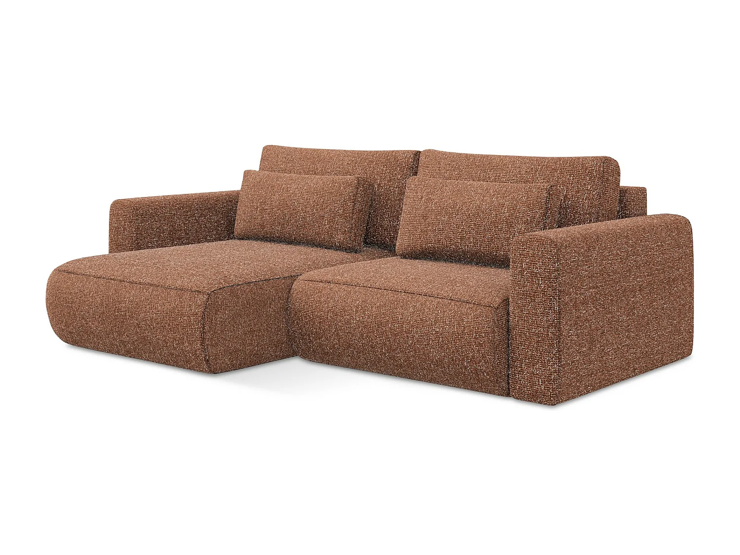 Sofá esquinero convertible 2,5 plazas izquierdo de tela texturizada terracota - KAPUA