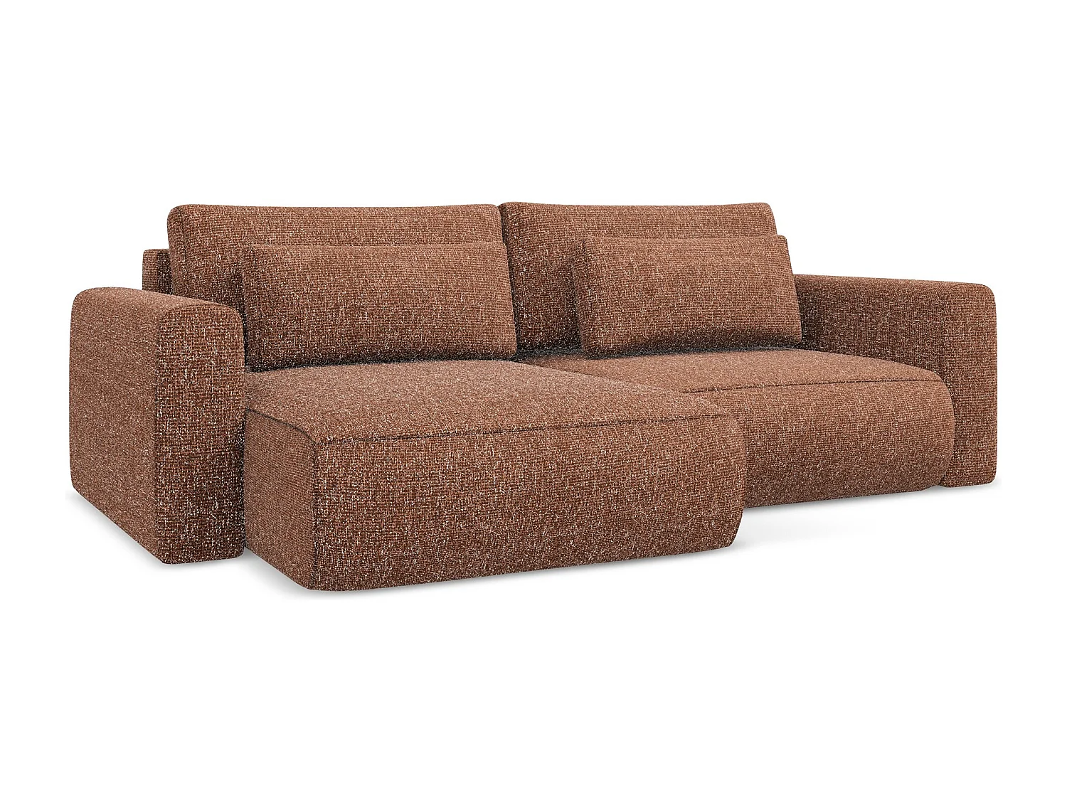 Sofá esquinero convertible 2,5 plazas izquierdo de tela texturizada terracota - KAPUA