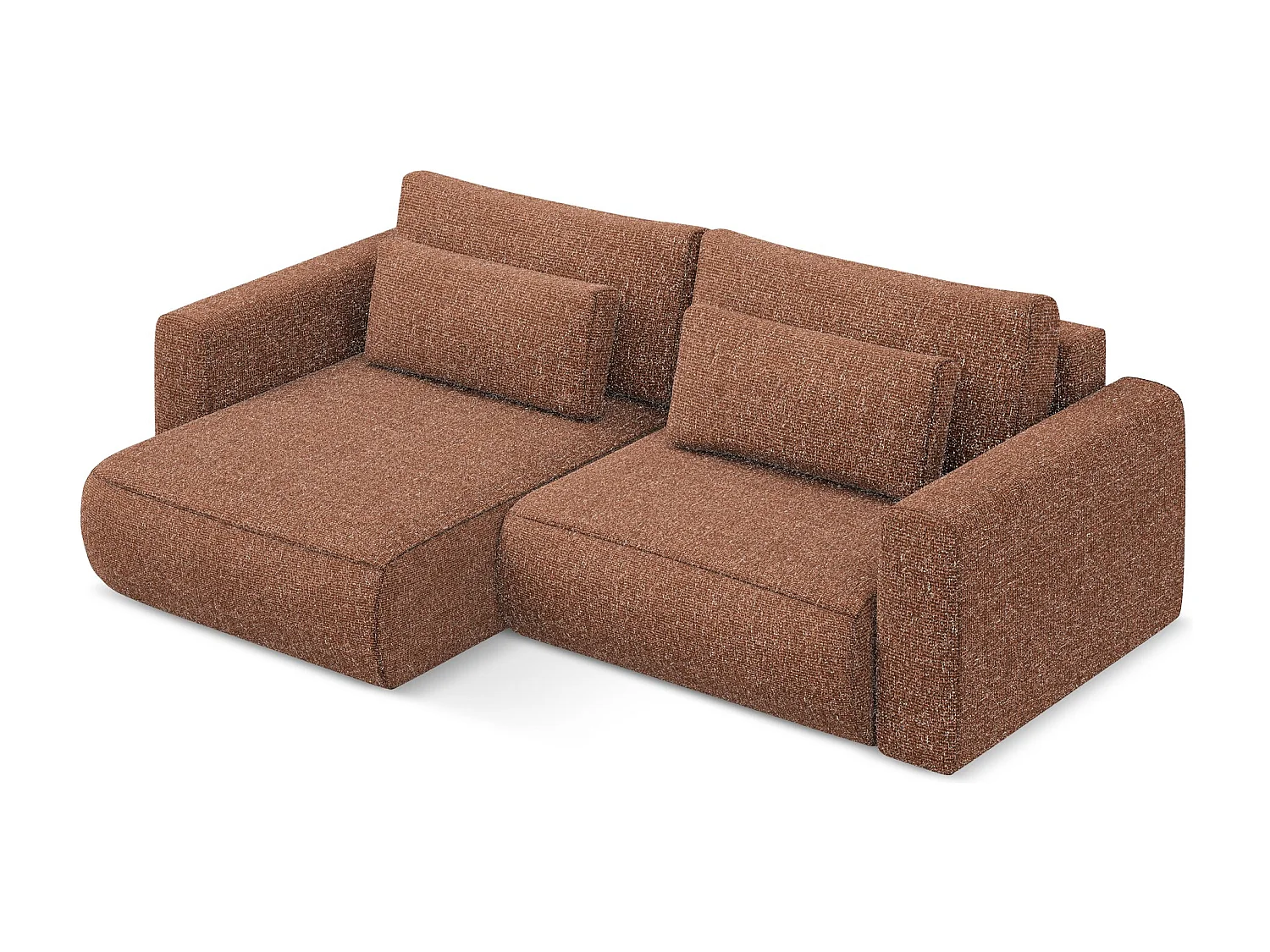 Sofá esquinero convertible 2,5 plazas izquierdo de tela texturizada terracota - KAPUA