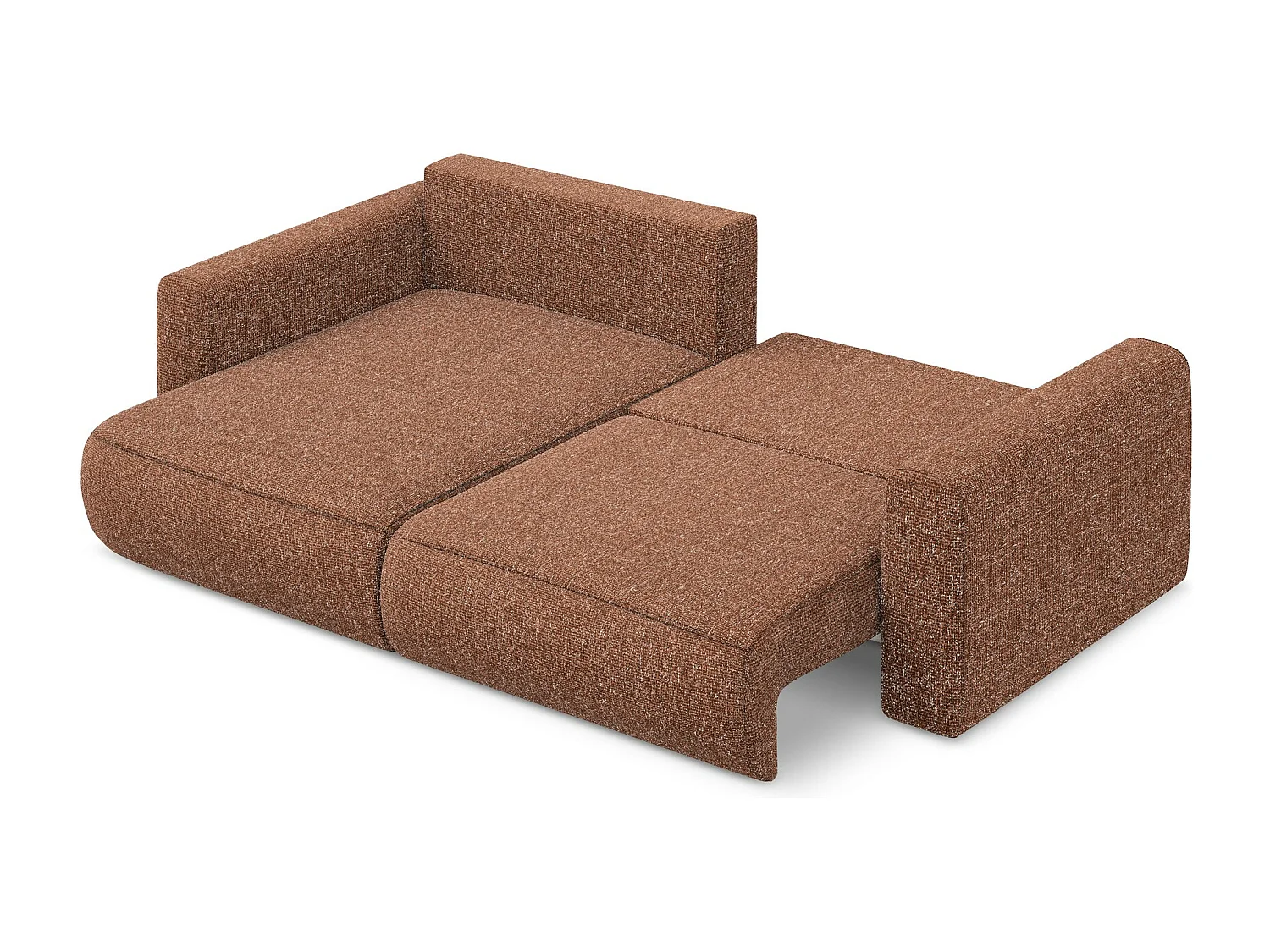 Sofá esquinero convertible 2,5 plazas izquierdo de tela texturizada terracota - KAPUA