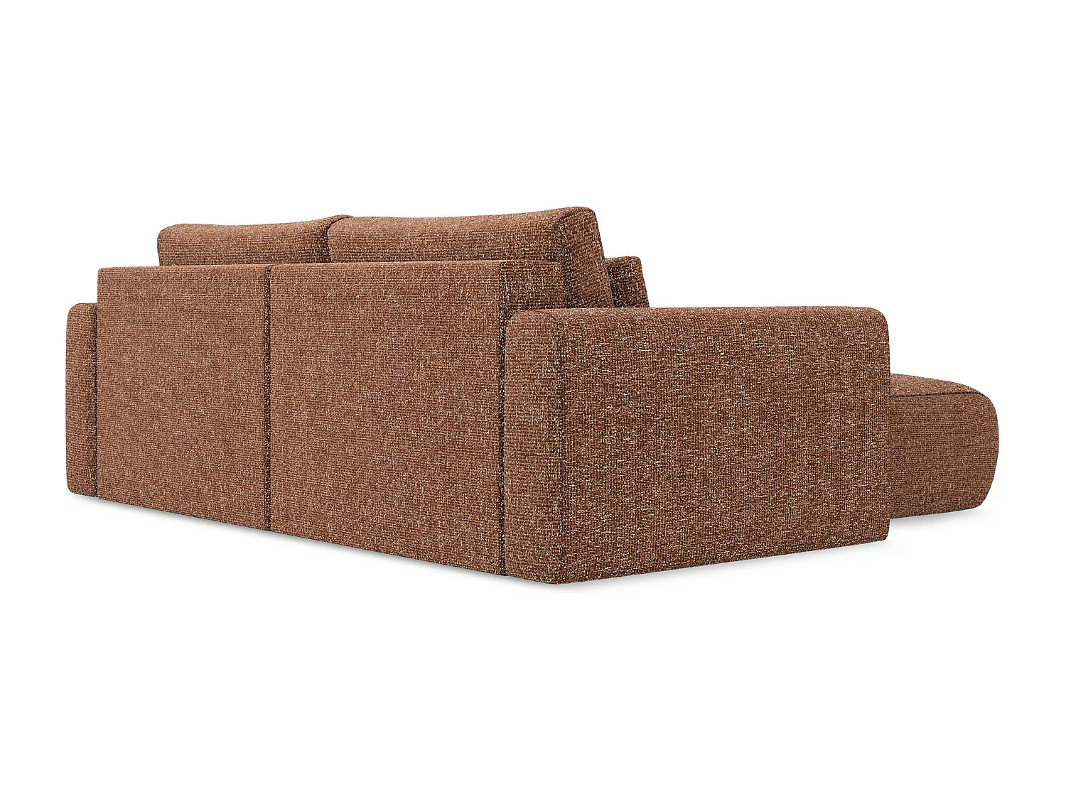 Sofá esquinero convertible 2,5 plazas izquierdo de tela texturizada terracota - KAPUA