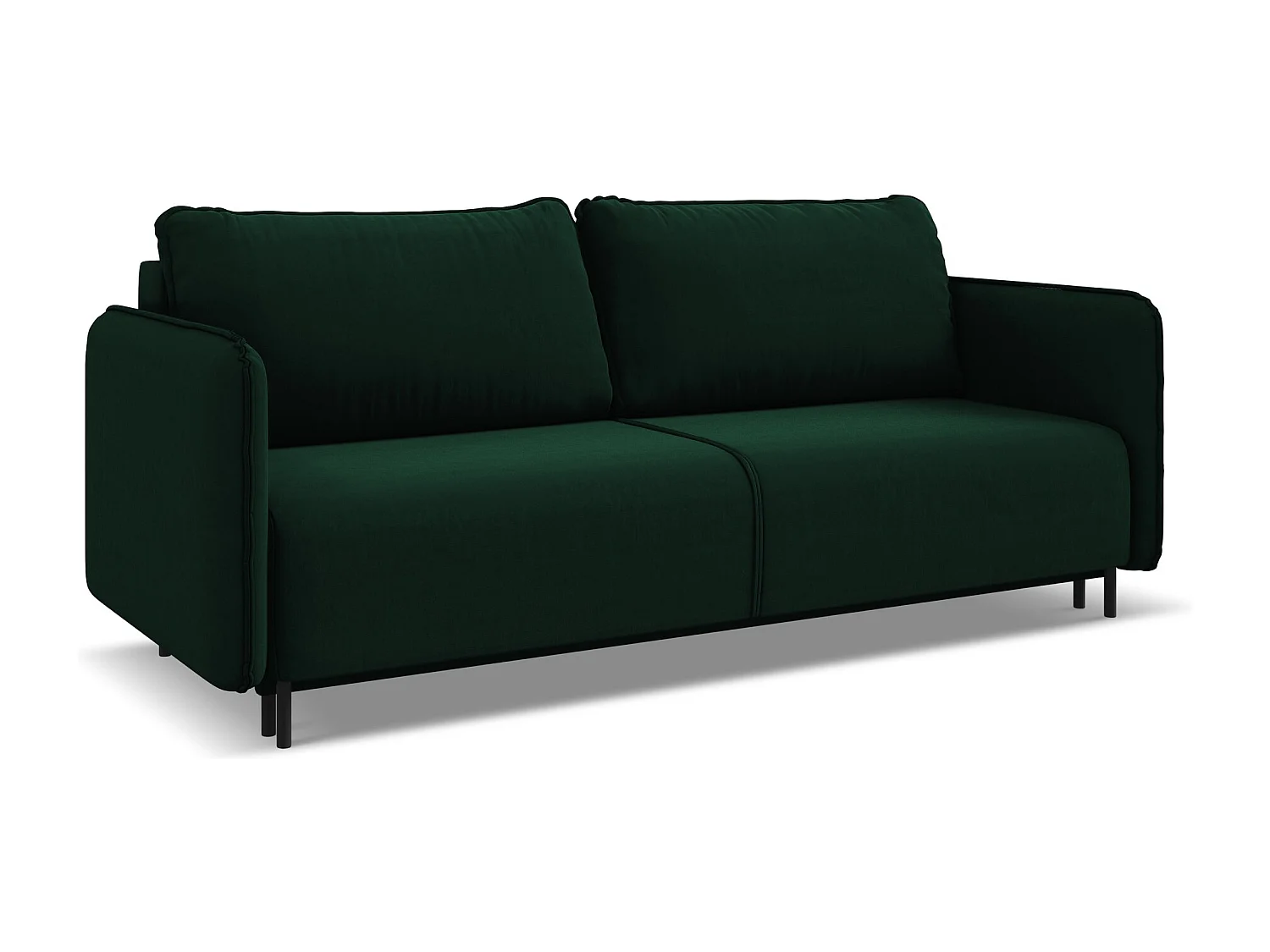 3-Sitzer Sofa mit Schlaffunktion - - Samt - Flaschengrün - LUANA