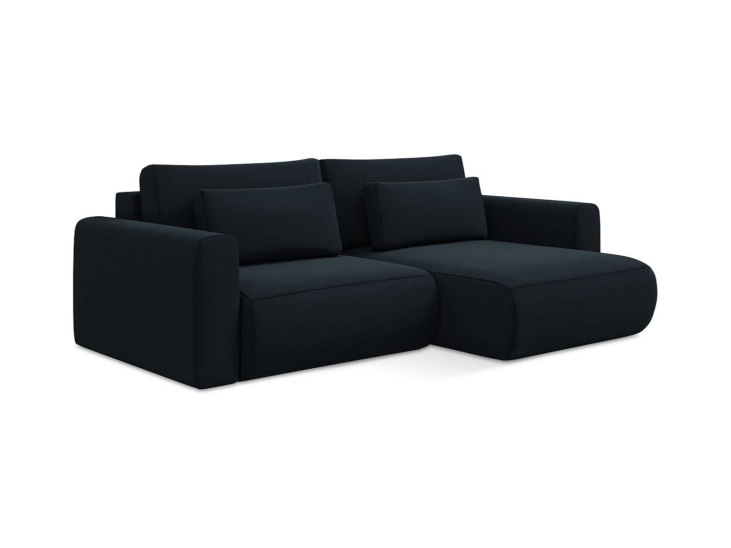 Canapé d’angle 2,5 places droit convertible en velours - bleu royal - KAPUA