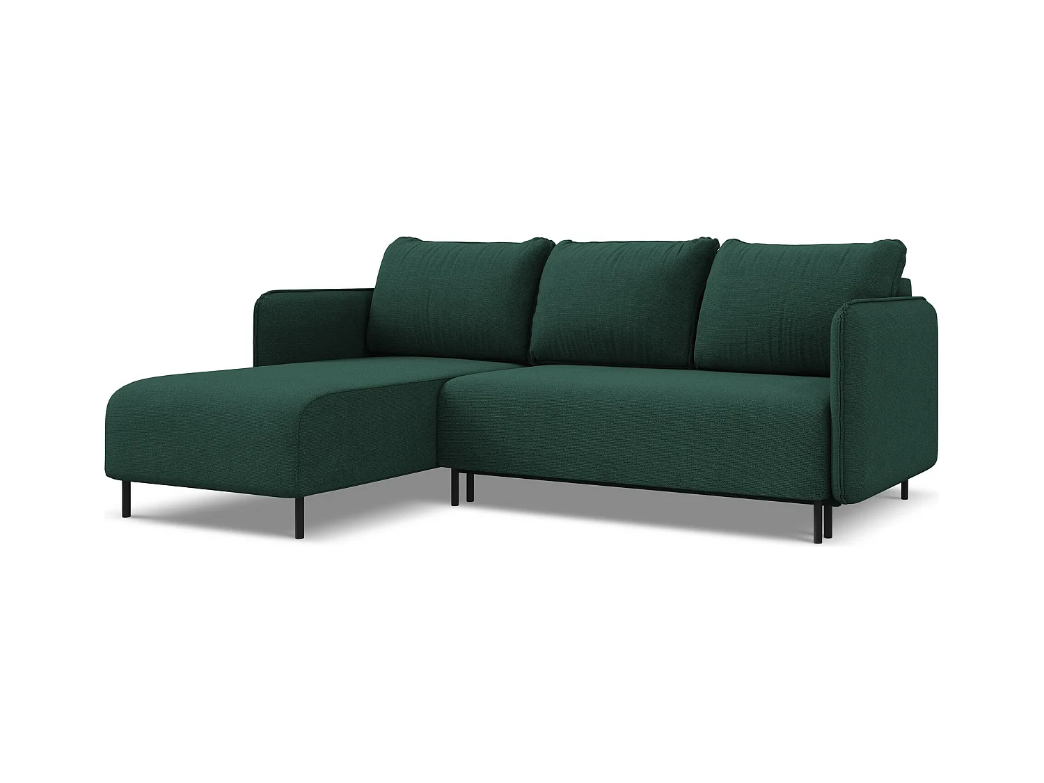 3-Sitzer Ecksofa mit Schlaffunktion - Ecke Links - Strukturstoff - Flaschengrün - LUANA