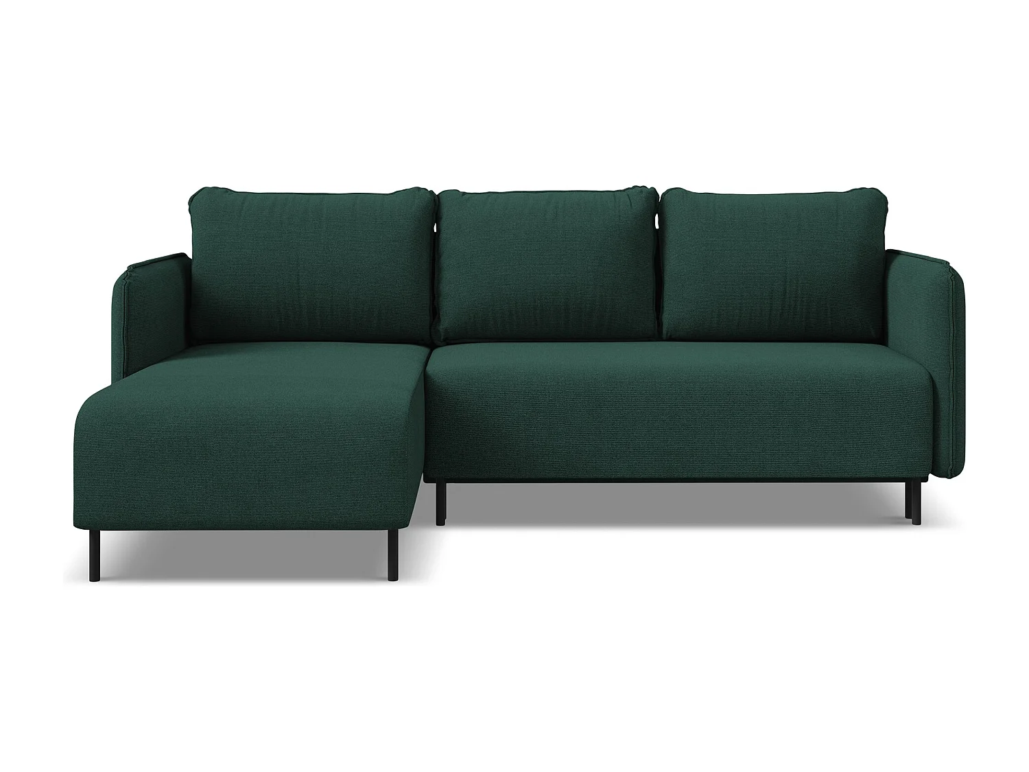 Canapé d'angle gauche convertible en tissu texturé - bouteille verte - LUANA