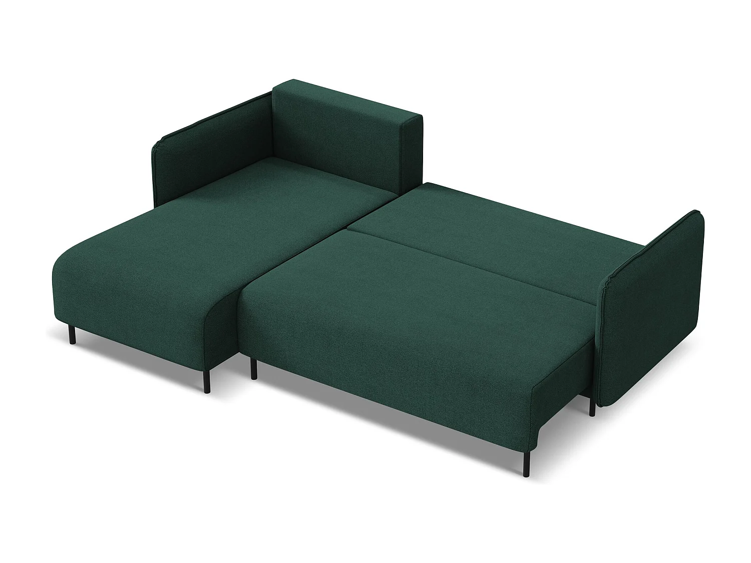 Canapé d'angle gauche convertible en tissu texturé - bouteille verte - LUANA