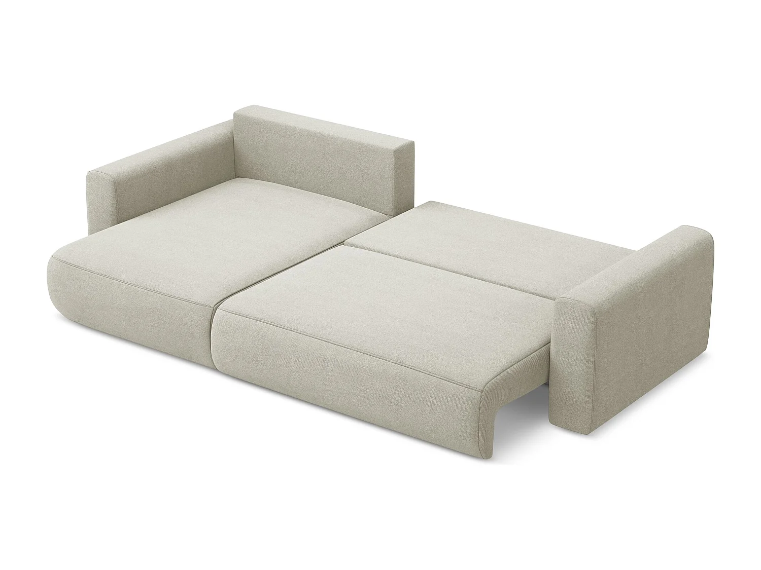 Canapé d’angle 3 places gauche convertible en tissu texturé - beige clair - KAPUA