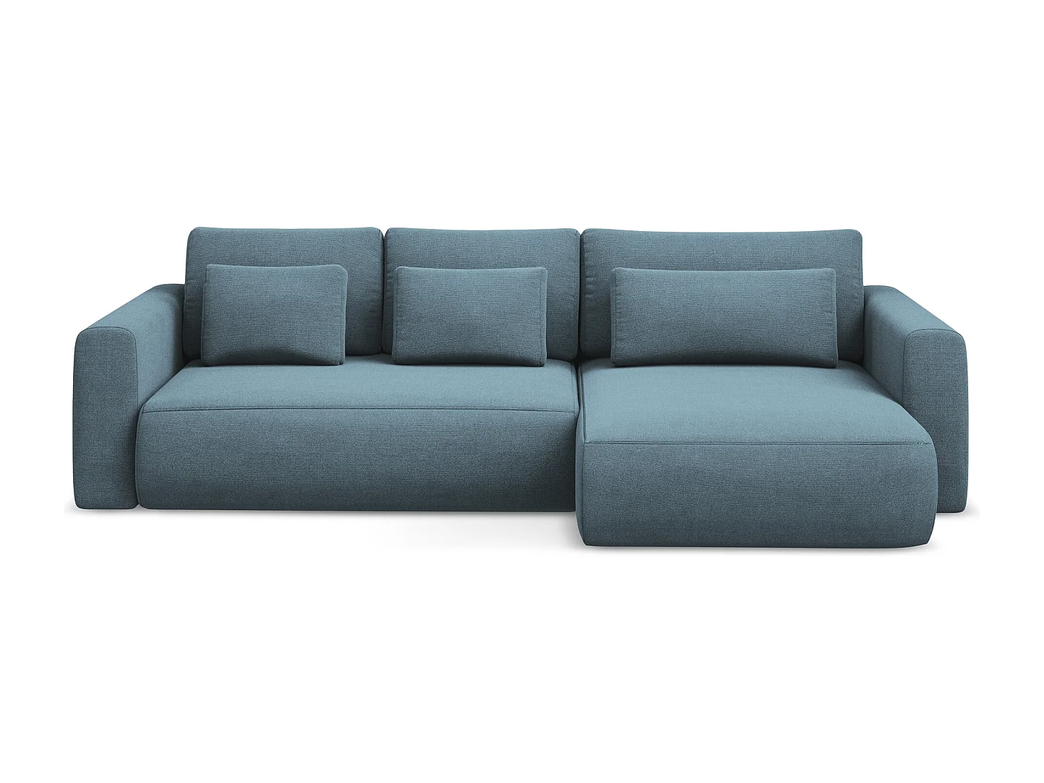 Hoekslaapbank rechts van lichtblauw textuurstof - KAPUA