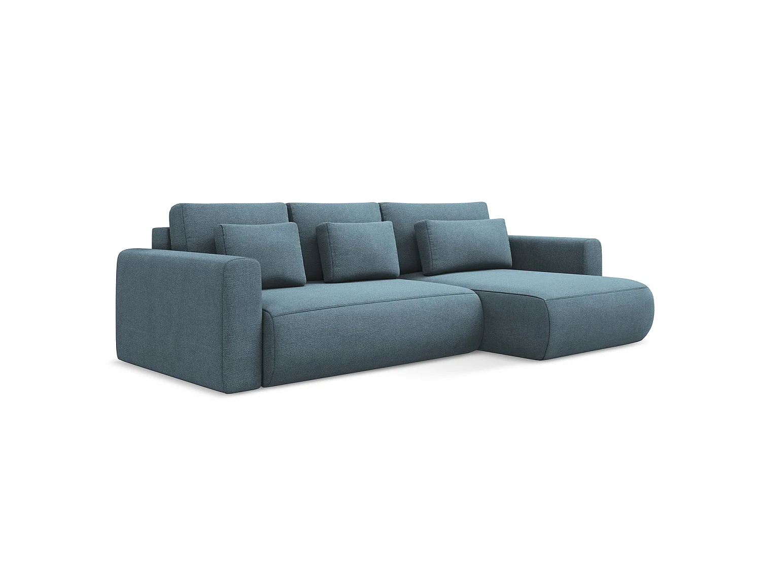 Ecksofa mit Schlaffunktion - Ecke Rechts - Strukturstoff - Hellblau - PERUGIA