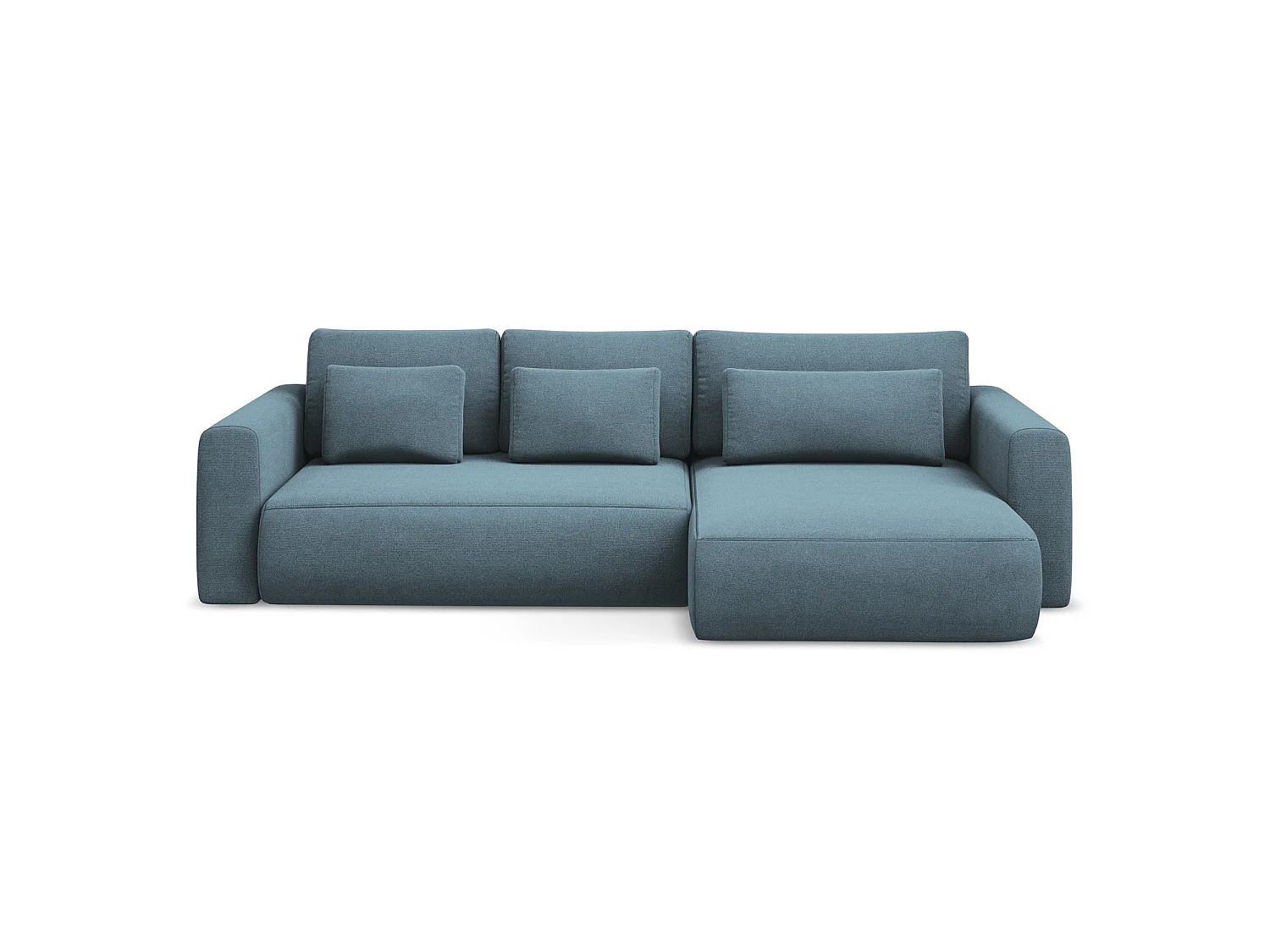 Ecksofa mit Schlaffunktion - Ecke Rechts - Strukturstoff - Hellblau - PERUGIA