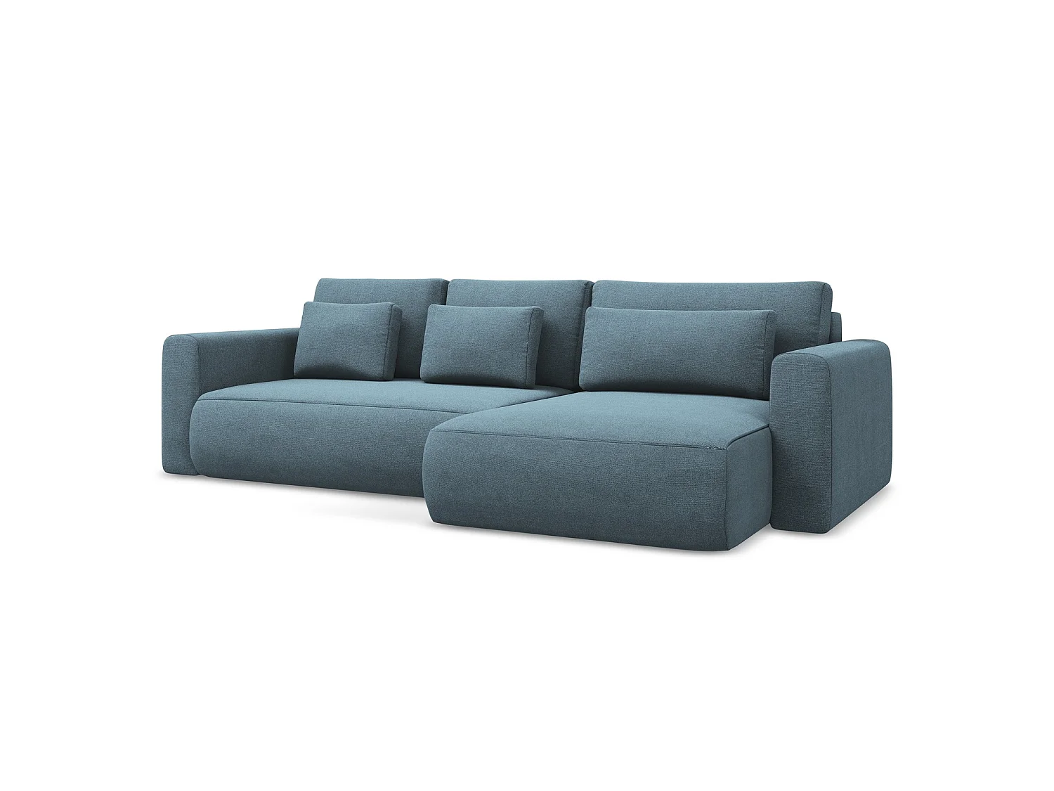 Ecksofa mit Schlaffunktion - Ecke Rechts - Strukturstoff - Hellblau - PERUGIA